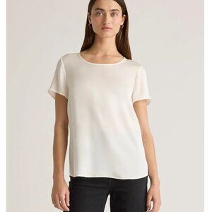 Quince Ivory Washable Stretch Silk Tee M